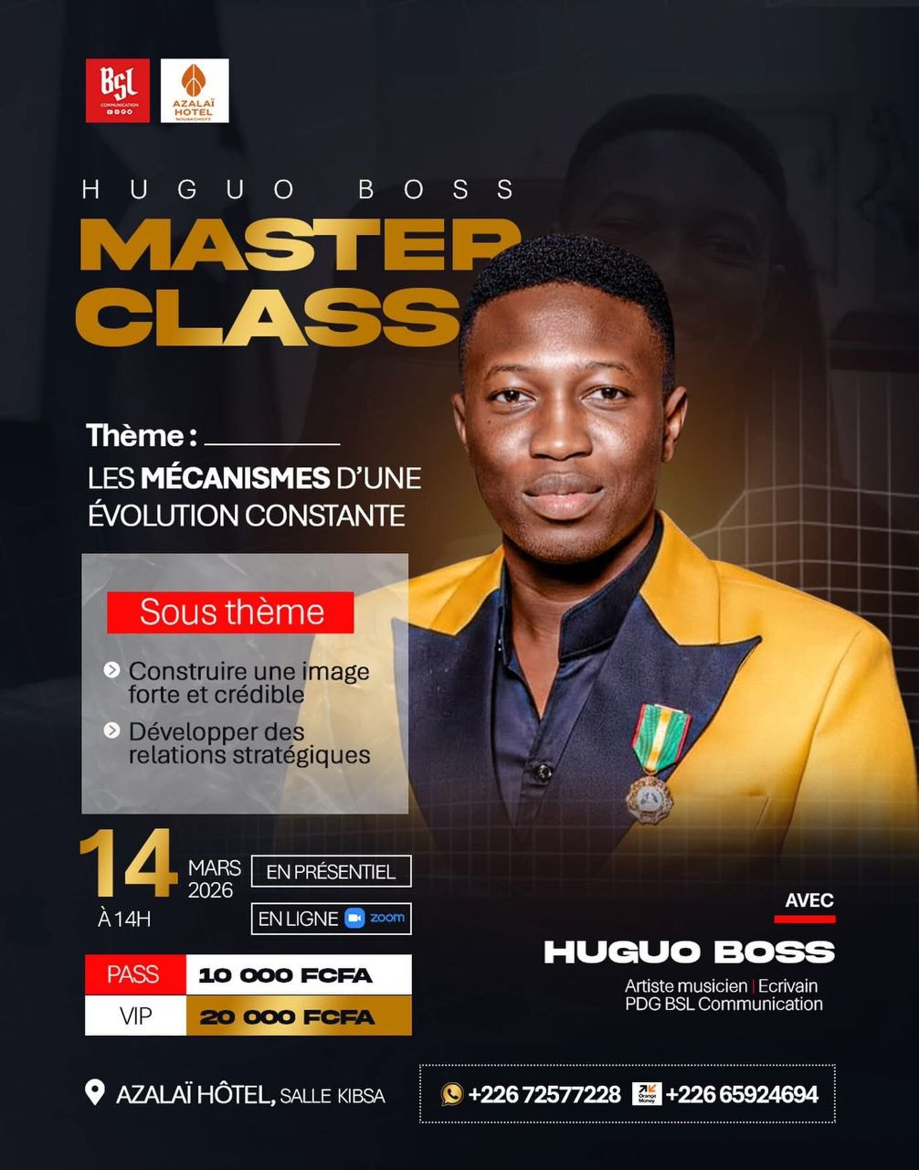 Affiche Master Class avec Huguo Boss